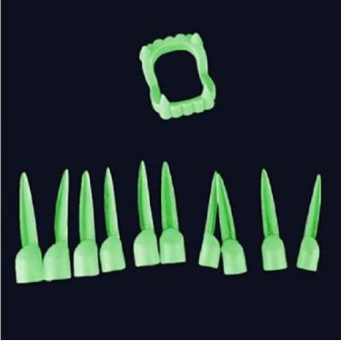Imagem de Adereço Fantasia Vampiro Dentadura e Unhas Neon 11 PÇS - CM Presentes 
