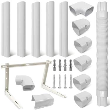 Imagem de Mini suporte de parede dividido para ar condicionado de mini sistema dividido sem dutos, suporte de parede resistente de até 160 kg com kit de capa de conjunto de linha de 3 m para sistemas de bombas