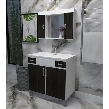 Imagem de Gabinete Armário Para Banheiro Ferraro 80 Ébano - Gabinetto