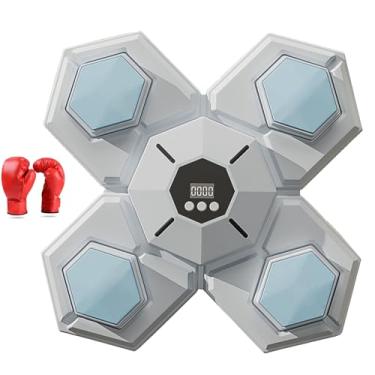 Imagem de Rock88 Máquina de boxe musical, decoração de parede de boxe musical interativa com luvas, equipamento de treino de boxe para casa e escritório, cinzento, pequenas luvas