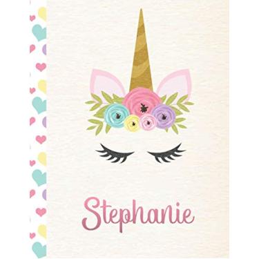 Imagem de Stephanie: 2022. Personalized Weekly Unicorn Planner For Girls. 8.5x11 Week Per Page 2021 Planner/Diary With Pink Name