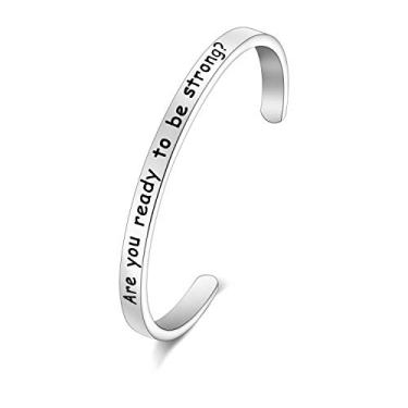 Imagem de Presente inspirado em Buffy The Vampire Slayer BTVS Fandom Gift Are You Ready to Be Strong Presentes de televisão dos anos 90 (pulseira Be Strong), One Size, Aço inoxidável, aço inoxidável