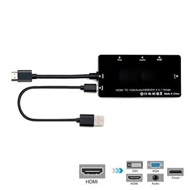 Imagem de JSER Adaptador divisor multiportas CY HDMI para VGA Audio HDMI DVI 4 em 1 Dongle compatível com projetor de monitor de PC PS3 HDTV
