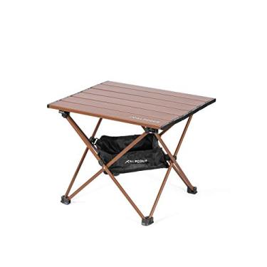 Imagem de Alpcour mesa de acampamento portátil – leve, mesa lateral dobrável compacta em uma bolsa com tampa de alumínio e dobradiça resistente para fácil viagem e armazenamento – Ótimo para churrasco ao ar livre, mochila, porta traseira e mais, Coffee, Small