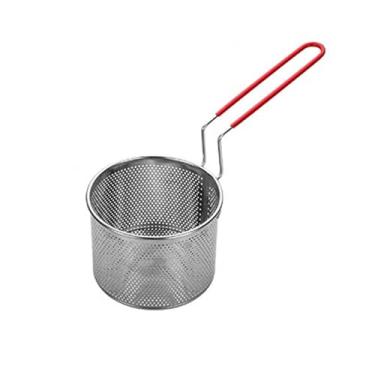 Imagem de Cesto de fritadeira de aço inoxidável 18/8 coador de macarrão cesta de vaporizador (diâmetro 14 cm/5,5")