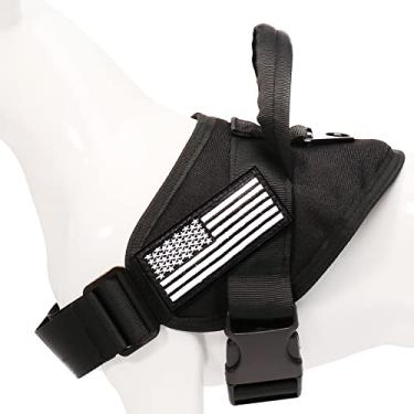 Imagem de Arreio tático para cães Pets ProMax, colete para cães sem puxar, arnês respirável ajustável para animais de estimação com alça para caminhadas ao ar livre, peitoral para cães Arreios pequenos para cães (P, preto)