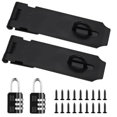 Imagem de Tanbupu 2 fechaduras de porta, trava de ferrolho de aço inoxidável 304 de 12 cm, trava de trava de ferrolho, cadeado de trava de dobradiça com parafusos para portões, portas, armários, armários e