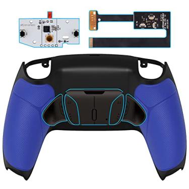 Imagem de eXtremeRate Kit de remapeamento RISE4 versão de botões de metal real preto para controle PS5 com cabo emborrachado azul preto redesenhado, placa de atualização e 4 botões traseiros para controle PS5