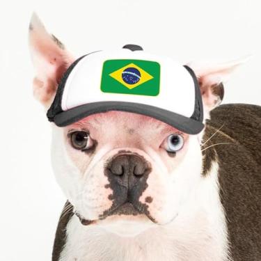 Imagem de PupLid Bonés de caminhoneiro para cães l proteção solar elegante premium para o cão moderno - ajustável para ajuste seguro e confortável em cães ativos, bandeira do Brasil (PP, bandeira do Brasil)