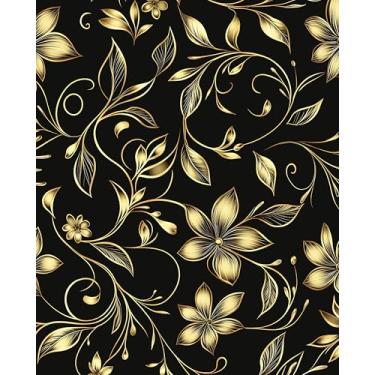 Imagem de Papel de parede preto dourado descasque e cole papel de parede floral escuro Paisley à prova d'água autoadesivo branco dourado vintage flor retrô papel de parede para quarto, bancada, armários de