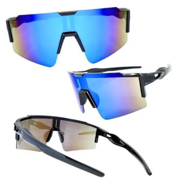 Imagem de Óculos De Sol SM Esportivo Unissex Ciclismo Bike Run Corrida Volei Com Proteção UV400 (Preto Azul - Cor 2)