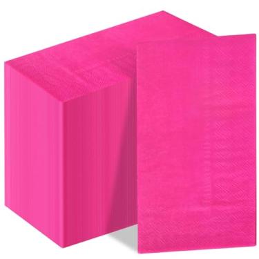 Imagem de Whaline 200 peças de guardanapos de convidado rosa choque papel descartável guardanapo de jantar festa decorativo toalha de guardanapo de mão para casamento chá de panela aniversário celebração