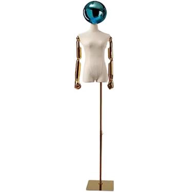 Imagem de Multiuso Manequim de criatividade Manequim de meio corpo Corpo de manequim feminino com suporte de metal Cabeça de bola galvanizada Design para exibição de artesanato Janela