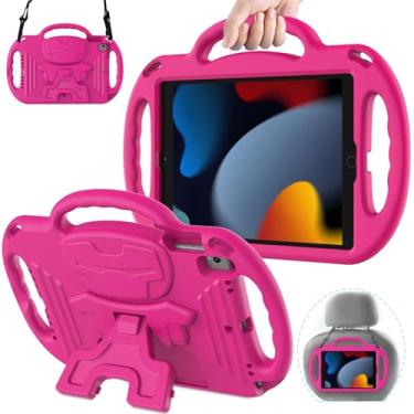 Imagem de AVAWO Capa infantil para iPad 9ª geração 10,2 polegadas, iPad 8ª geração com alça de ombro para 9/8/7 geração 2021/2020/2019, rosa