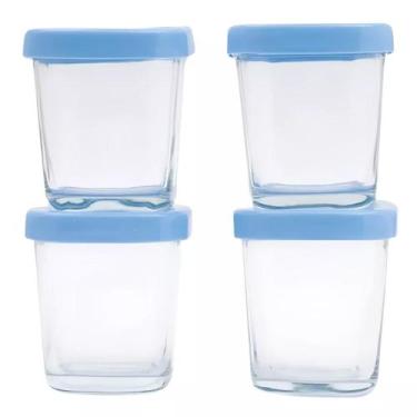 Imagem de Potes Vidro 4un Armazenamento Leite Papinha 150ml Petit Pia, Azul