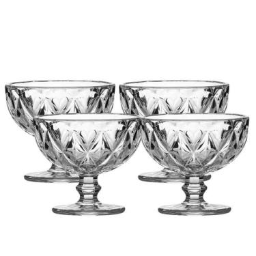 Imagem de Kit Taças Sobremesas 335ML Modelo Vidro Diamante - 4 Unidades - ECOS