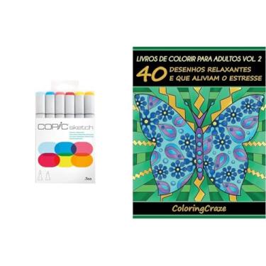 Imagem de Kit COPIC Sketch + Livro Colorir