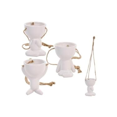 Imagem de Kit 3 Vasos Bob Cachepot Corda Pendurar Decoração (KIT3HD01798-BRANCO)