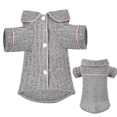 Imagem de Pijama de cachorro pequeno macio com lapela para filhotes, camisola de duas pernas para cães, roupa de gato, cinza, PP
