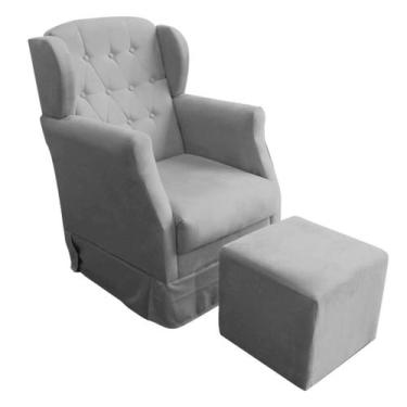 Imagem de Poltrona Amamentação Balanço Manu com Puff Suede Cinza - Jm interiores