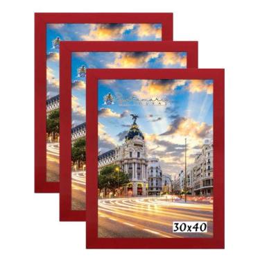 Imagem de Kit 3 Porta Retrato Molduras 30x40 Vermelho - Santamaria Molduras