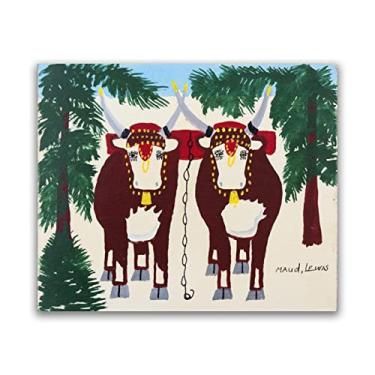 Imagem de Impressões famosas de Maud Lewis - Impressão abstrata de pinturas Maud Lewis em tela - Pôster de paisagem de arte moderna - Imagens de arte de parede em tela para decoração de sala de estar (bois na