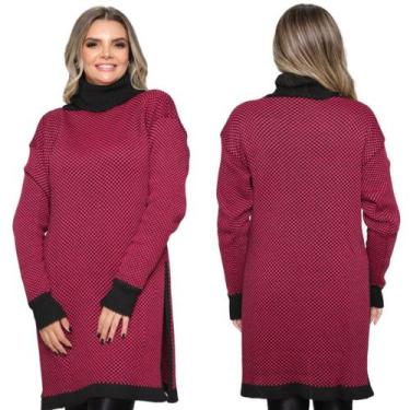 Imagem de Kit 2 Ponchos Feminino Plus Size Xadrez com Mangas Gola Alta - Ebeneze