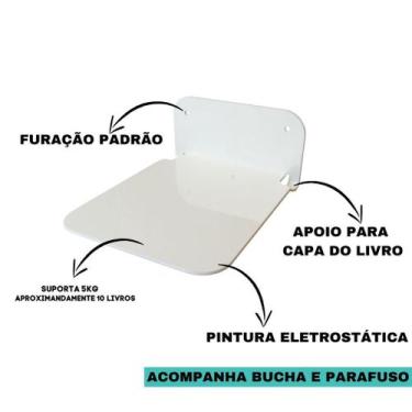 Imagem de Prateleira Suporte Invisível para Livros Parede Metal Branca - Loja Di