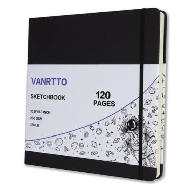 Imagem de Caderno de Esboços VANRTTO - Capa Dura Quadrada 10x10cm, 120 Páginas (