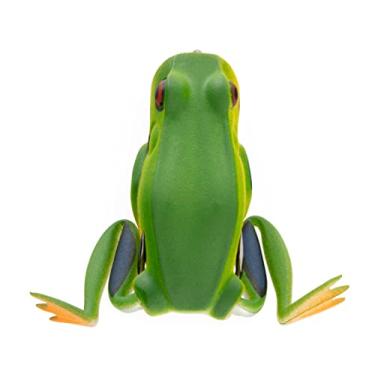Imagem de Lunkerhunt Isca de pesca de sapo para pesca de robalo | Popping Frog 7,5 g | Isca de pesca em água superior com anzóis sem ervas daninhas, corpo oco (Tree Frog)