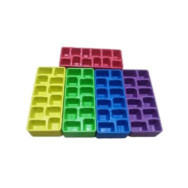 Imagem de Jogo 5 Forma de Gelo Cubos Geladeira Freezer Sucos Colorida