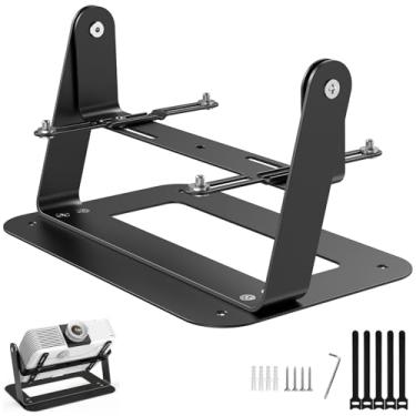 Imagem de DAWASAPAT Suporte dobrável de mesa, suporte universal de teto para projetor com braços de placa ajustáveis, suporte de parede com abraçadeiras para projetor de casa e escritório