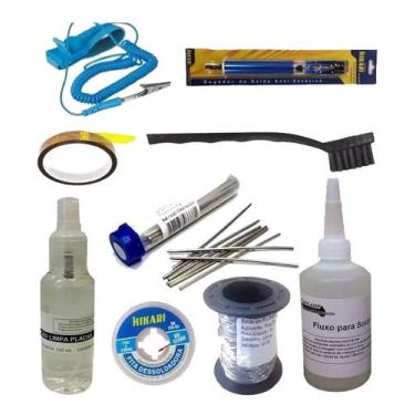 Imagem de Kit Salva Chip Malha Dessolda Fluxo Solda Kapton Sugador