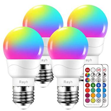 Imagem de Lâmpada que muda de cor RGB lâmpadas LED, regulável 5W, equivalente a 40W, 500LM, lâmpadas de base de parafuso E26, luzes de inundação decorativas, tempo de luz, 12 cores, 2700K, ótimo para casa, palco, festa (pacote com 4)