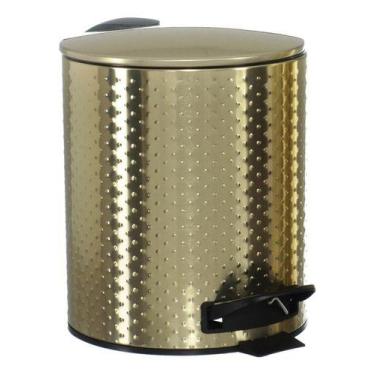 Imagem de Lixeira 5 Litros Dourada Gold Luxo Cesto Banheiro Escritório - PGB