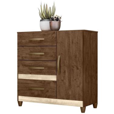 Imagem de Comoda Sapateira Com Pes 4 Gav 7073 Castanho Wood Avela Wood Moval Castanho Wood Avela Wood