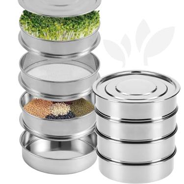 Imagem de YARRD Kit de germinação de sementes de aço inoxidável – Bandejas de germinação de sementes de 4 camadas para microgreens brotos de brócolis Kit de cultivo de germinação de aço inoxidável Bandeja