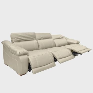 Imagem de Sofá Elétrico Reclinável Sala de Estar Concepción U076 308cm Modulado Botão Touch Couro Bege Claro G49 - Idea Relax By Natuzzi Group