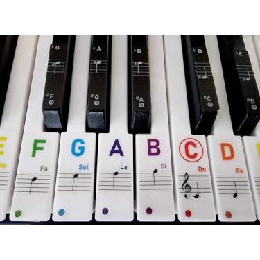 Imagem de Adesivos de teclado de piano para teclas 88/61/54/49/37, negrito, letras grandes brilhantes, adesivos de piano para aprendizagem, letras removíveis de teclado de piano, etiqueta de notas para