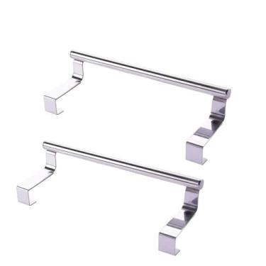 Imagem de Toalheiro sobre a porta, suporte para pendurar toalhas, aço inoxidável, banheiro, cozinha, armário, toalha, pano, prateleira, cabide, 2 peças