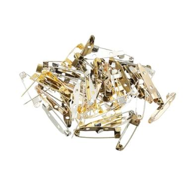 Imagem de PATIKIL 50 pinos de crachá, pinos de segurança de 30 mm etiqueta de nome para crachá em massa tiras planas médias para roupas, artesanato DIY, colorido