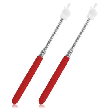 Imagem de 2 dedos retráteis para professores, mini caneta retrátil para professor para sala de aula, bastão de dedo indicador retrátil, escola primária, jardim de infância, material para professores (vermelho)