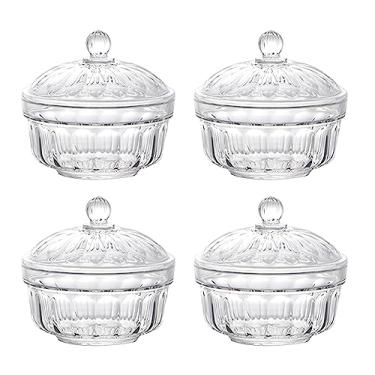 Imagem de 123Arts Pratos de plástico para doces, açucareiros, potes de especiarias, potes de armazenamento com tampa, conjunto de 4