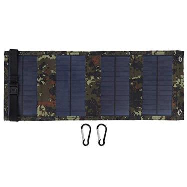 Imagem de Painel Solar Dobrável Preto de 10w, Carregador Fotovoltaico Portátil para o Banco de Energia Telefônico, à Prova D'água para Emergência Ao Ar Livre, Adequada para Camping,