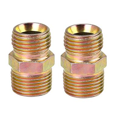 Imagem de X AUTOHAUX 2 peças 3/8 polegadas NPT para M16 x 1,5 mm metal macho mangueira reta ajuste adaptador conector para carro