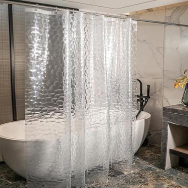 Imagem de jssablo Forro de cortina de chuveiro, cortinas de chuveiro 100% EVA à prova d'água com 3 ímãs de fundo pesado e 12 ilhós à prova de ferrugem, forro de chuveiro ponderado 72x72 para box de chuveiro