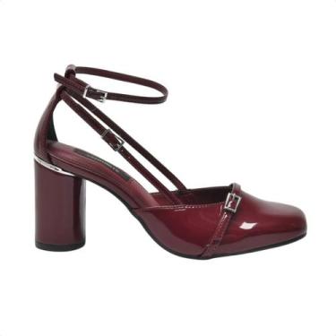 Imagem de Sapato Feminino Salto Alto Grosso Via Marte Vinho, Verniz cherry, 38