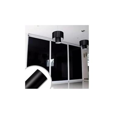 Imagem de Adesivo Vinil Decorativo Autocolante Para Vidro Janela Porta Box Blindex Lavável (Preto Blackout, 5m x 70cm)