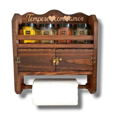 Imagem de Armarinho de Parede Temperos e Papel Toalha - Artesanatos FD25, Preto