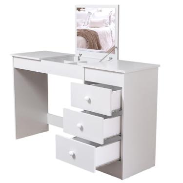 Imagem de Penteadeira Escrivaninha Mesa Multifuncional com Espelho Retrátil em Mdf